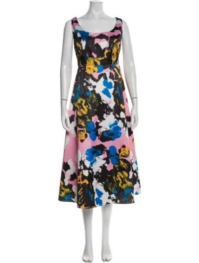 Pre-owned Christopher Kane Floral Print Long Dress In Pink