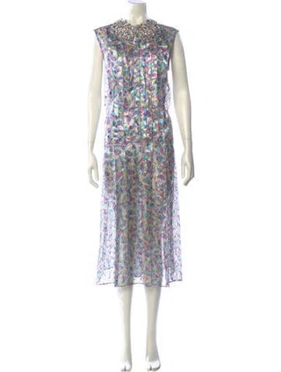 Pre-owned Christopher Kane Floral Print Midi Length Dress In Purple