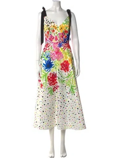 Pre-owned Christopher Kane Floral Print Midi Length Dress W/ Tags In White