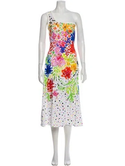 Pre-owned Christopher Kane Floral Print Midi Length Dress In White