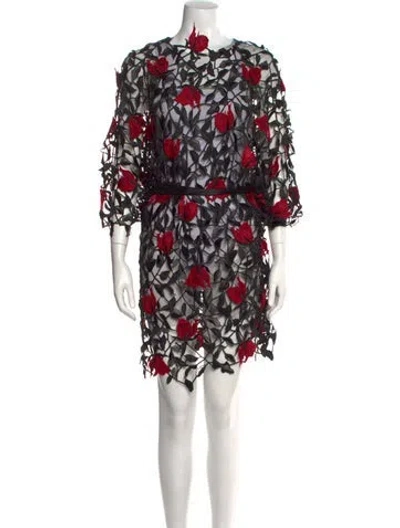 Pre-owned Christopher Kane Floral Print Mini Dress In Black