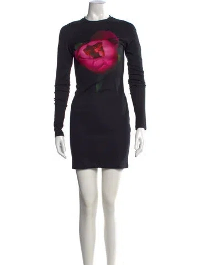 Pre-owned Christopher Kane Floral Print Mini Dress In Black