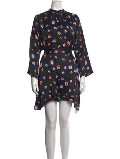 Pre-owned Christopher Kane Floral Print Mini Dress In Black