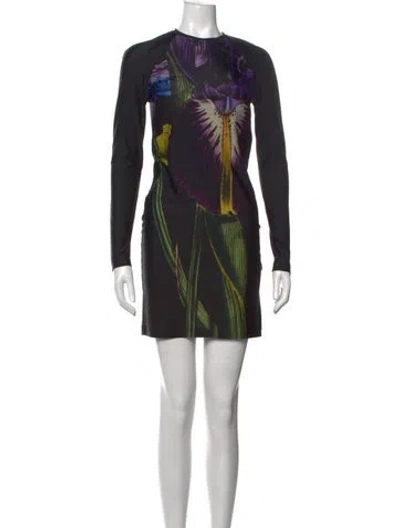 Pre-owned Christopher Kane Floral Print Mini Dress In Black