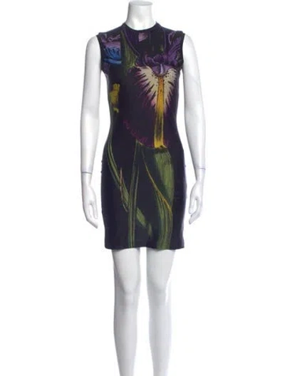 Pre-owned Christopher Kane Floral Print Mini Dress In Blue