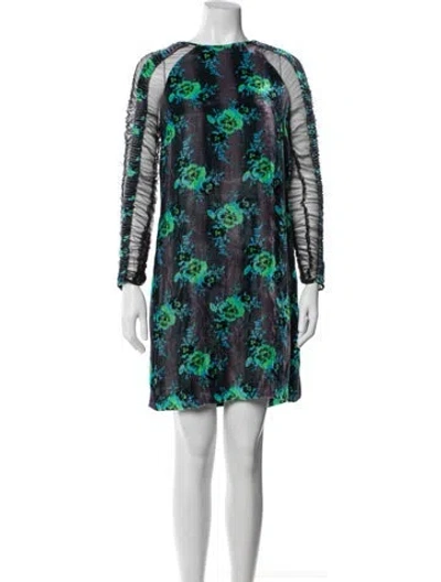 Pre-owned Christopher Kane Floral Print Mini Dress In Blue
