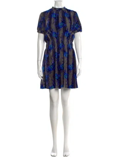 Pre-owned Christopher Kane Floral Print Mini Dress In Gray
