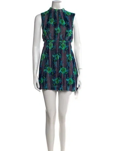 Pre-owned Christopher Kane Floral Print Mini Dress In Gray