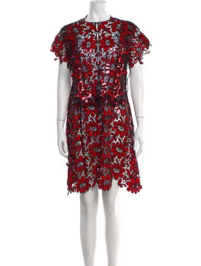 Pre-owned Christopher Kane Floral Print Mini Dress In Red