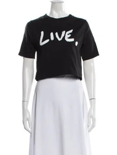 Pre-owned Christopher Kane Graphic Print Crew Neck Crop Top In Black