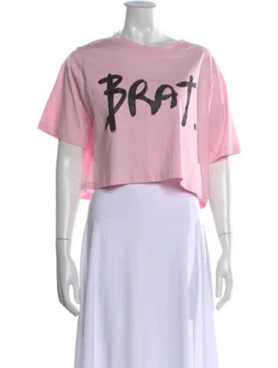 Pre-owned Christopher Kane Graphic Print Crew Neck Crop Top W/ Tags In Pink