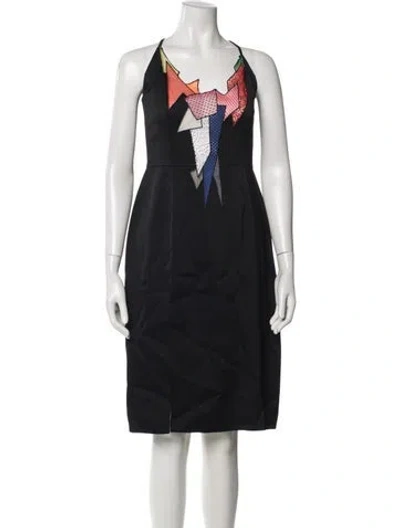 Pre-owned Christopher Kane Graphic Print Knee-length Dress In Black
