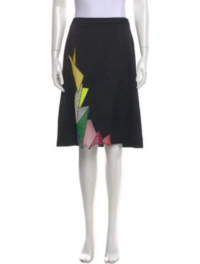 Pre-owned Christopher Kane Graphic Print Knee-length Skirt In Black