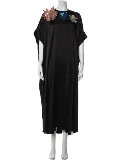 Pre-owned Christopher Kane Graphic Print Long Dress In Black