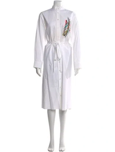 Pre-owned Christopher Kane Graphic Print Midi Length Dress In White