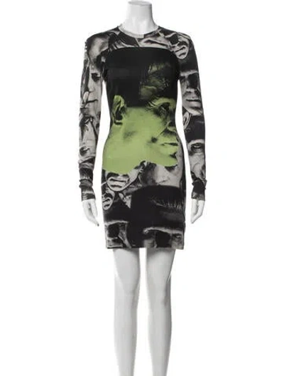 Pre-owned Christopher Kane Graphic Print Mini Dress In Black/green