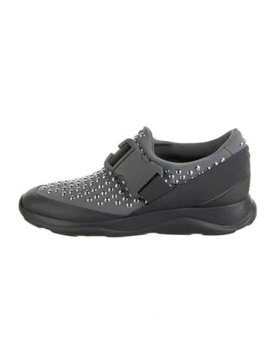 Pre-owned Christopher Kane Graphic Print Studded Accents Sneakers W/ Tags In Grey