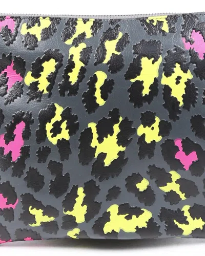 Christopher Kane Grey & Multicolor Leather Clutch In Black