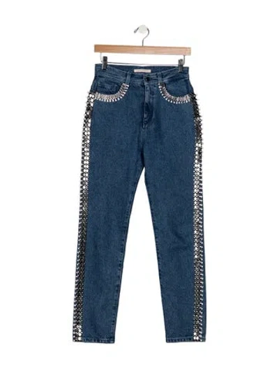 Pre-owned Christopher Kane High-rise Straight Leg Jeans In Blue
