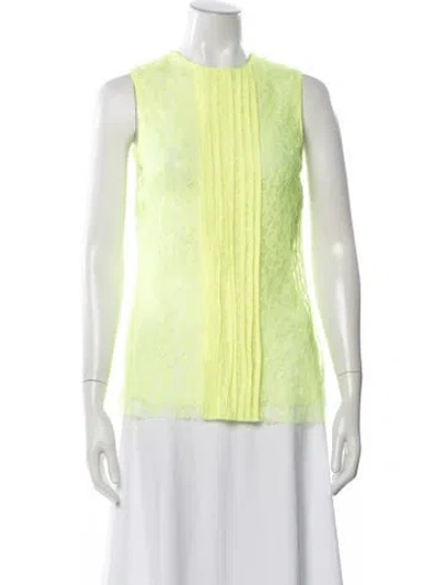 Pre-owned Christopher Kane Lace Pattern Crew Neck Top In Yellow