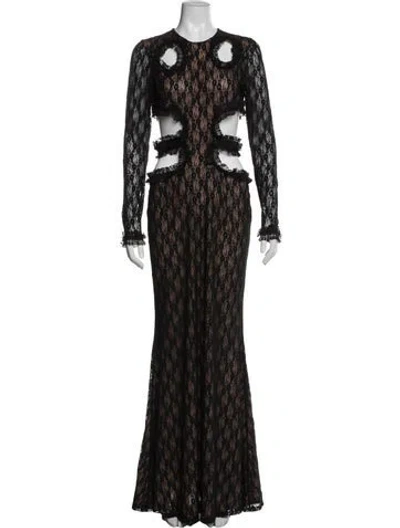 Pre-owned Christopher Kane Lace Pattern Long Dress In Brown