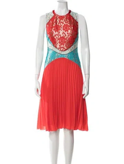 Pre-owned Christopher Kane Lace Pattern Midi Length Dress In Red