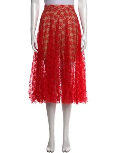 Pre-owned Christopher Kane Lace Pattern Midi Length Skirt In Red