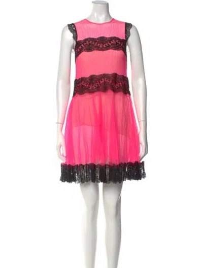 Pre-owned Christopher Kane Lace Pattern Mini Dress In Pink
