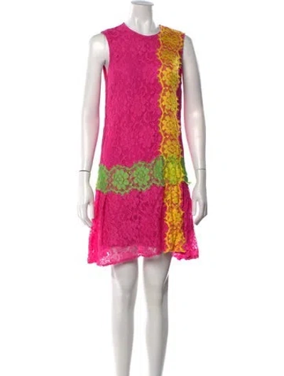 Pre-owned Christopher Kane Lace Pattern Mini Dress In Pink
