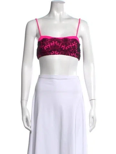 Pre-owned Christopher Kane Lace Pattern Square Neckline Sports Bra In Black