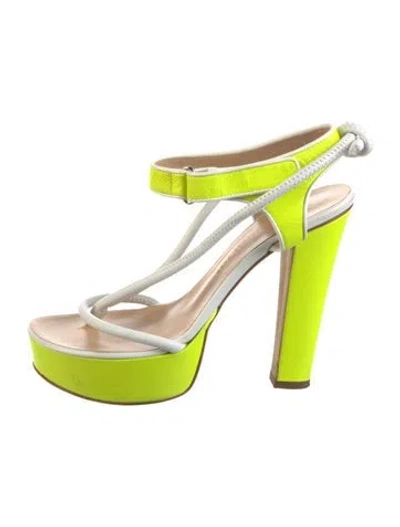 Pre-owned Christopher Kane Leather Colorblock Pattern Sandals In Yellow