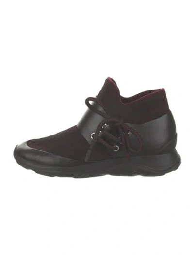 Pre-owned Christopher Kane Leather Lace Pattern Sneakers In Burgundy