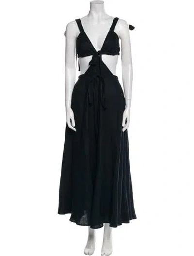 Pre-owned Christopher Kane Linen Long Dress In Black