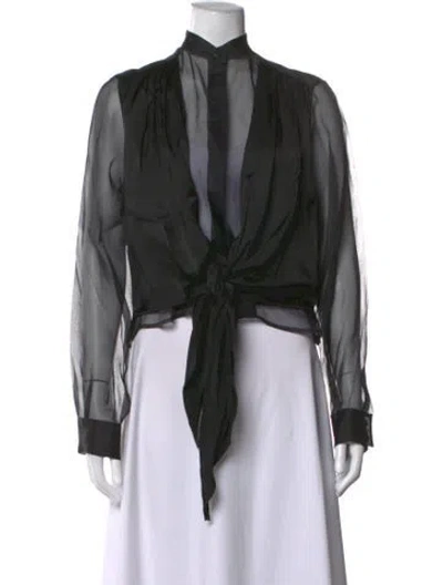 Pre-owned Christopher Kane Long Sleeve Blouse In Black