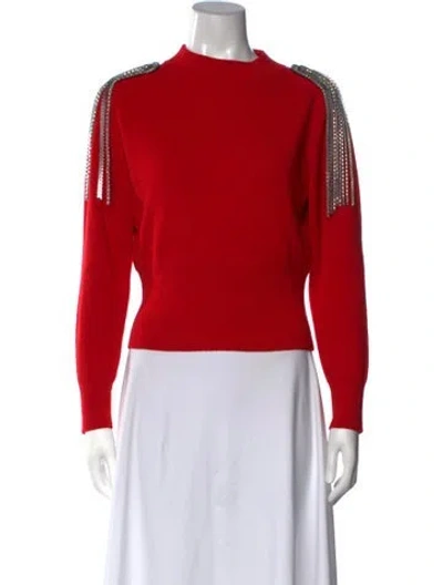 Pre-owned Christopher Kane Merino Wool Mock Neck Sweater In Red