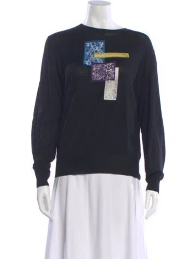 Pre-owned Christopher Kane Merino Wool Patterned Top In Black