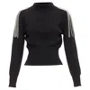 Christopher Kane Merino Wool Silver Shoulder Chain Sweater In Black