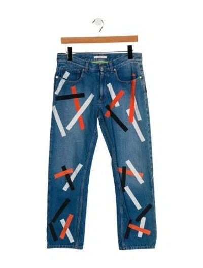 Pre-owned Christopher Kane Mid-rise Straight Leg Jeans In Blue/orange