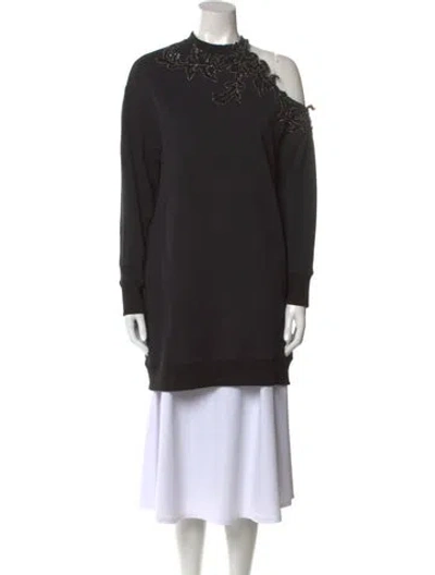 Pre-owned Christopher Kane Mock Neck Long Sleeve Sweatshirt In Black