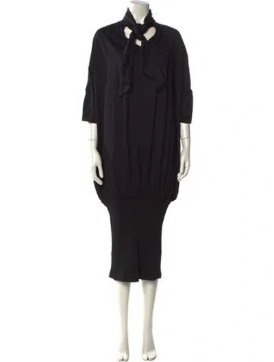 Pre-owned Christopher Kane Mock Neck Midi Length Dress In Black