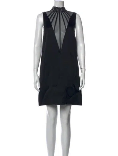 Pre-owned Christopher Kane Mock Neck Mini Dress In Black