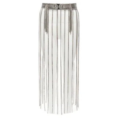 Christopher Kane Multi Chain Stud Front Leather Fringe Belt In Black