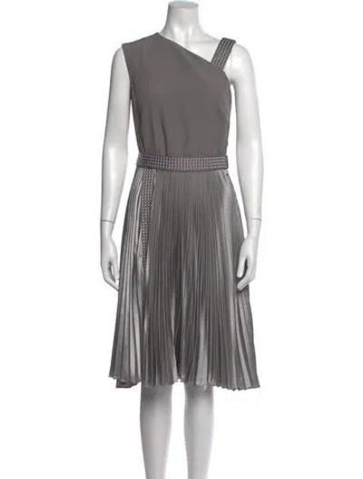 Pre-owned Christopher Kane One-shoulder Midi Length Dress In Grey/silver