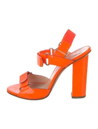 Pre-owned Christopher Kane Patent Leather Slingback Sandals In Orange