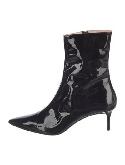 Pre-owned Christopher Kane Patent Leather Striped Boots In Black