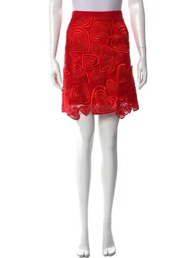 Pre-owned Christopher Kane Patterned Knee-length Skirt W/ Tags In Red