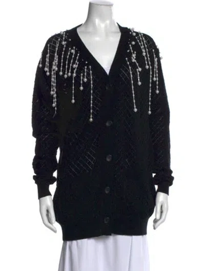 Pre-owned Christopher Kane Patterned V-neck Sweater In Black