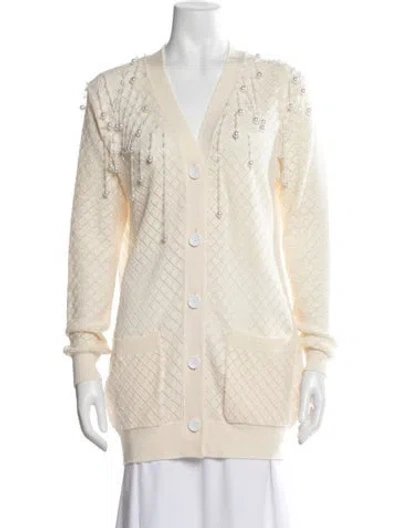 Pre-owned Christopher Kane Patterned V-neck Sweater In Neutrals