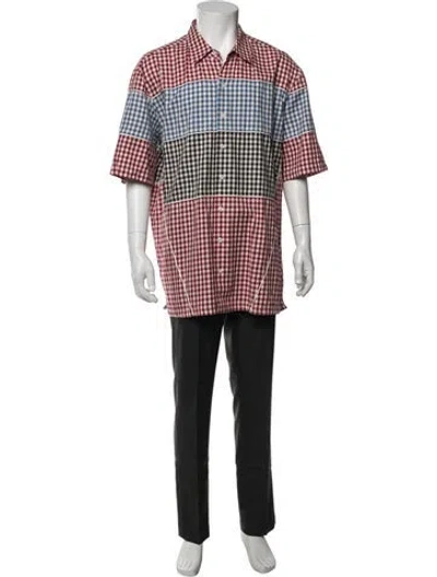 Pre-owned Christopher Kane Plaid Print Short Sleeve Shirt In Blue