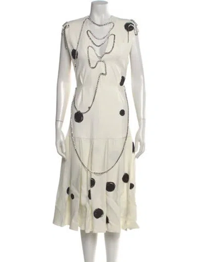 Pre-owned Christopher Kane Polka Dot Print Midi Length Dress In White